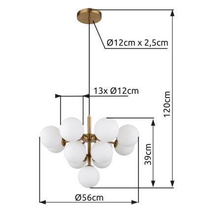 Globo - Luster na sajli 13xG9/5W/230V pr. 56 cm zlatna