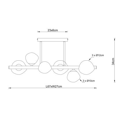 Globo - Stropna svjetiljka 6xG9/5W/230V 27x67 cm