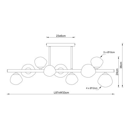 Globo - Luster na štangu 9xG9/5W/230V 33x87 cm