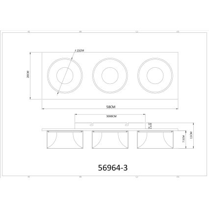 Globo - LED stropno svjetlo LED/24W/230V 3000K 58x20 cm mesing