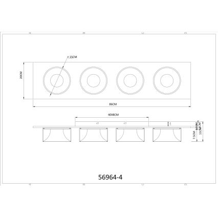 Globo - LED stropna svjetiljka LED/40W/230V 3000K 86x20 cm mesing