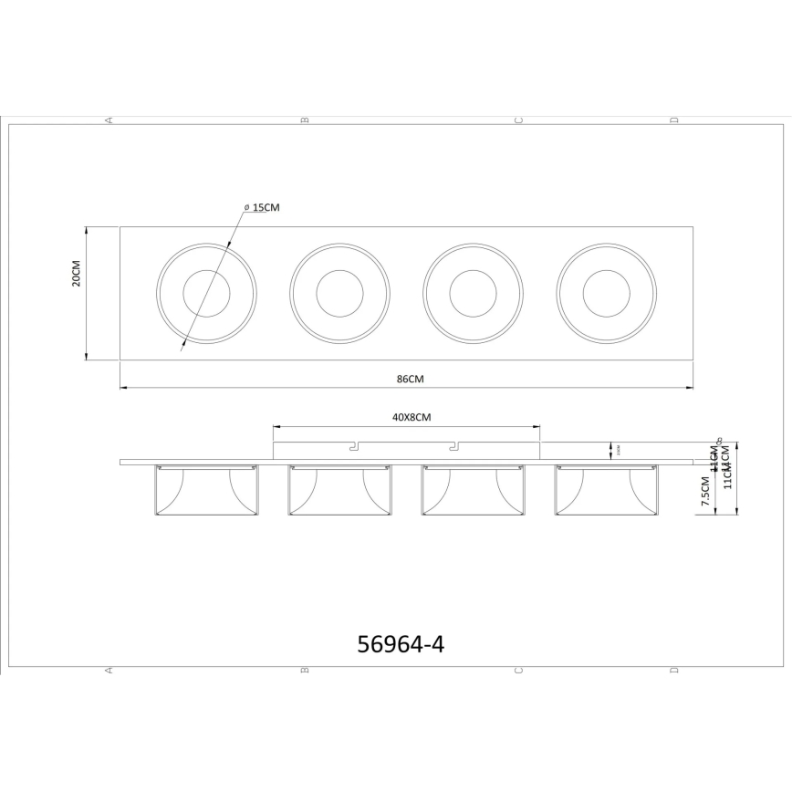 Globo - LED stropna svjetiljka LED/40W/230V 3000K 86x20 cm mesing