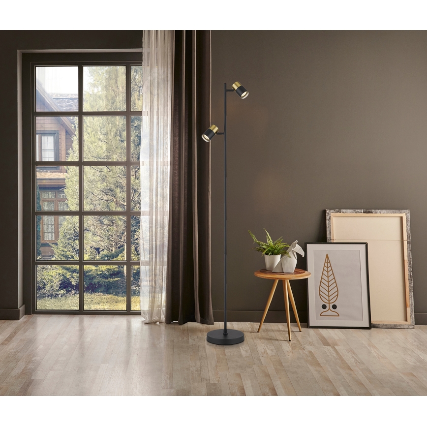Globo - Podna lampa 2xGU10/5W/230V crna/zlatna