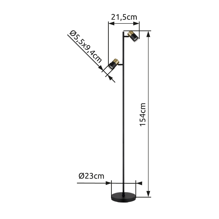 Globo - Podna lampa 2xGU10/5W/230V crna/zlatna