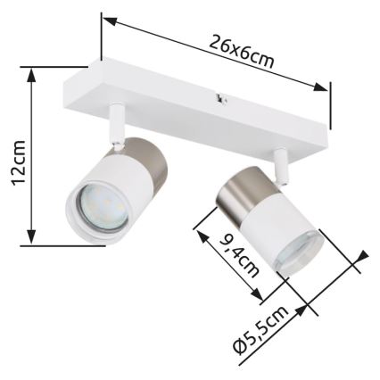 Globo - Reflektorska svjetiljka 2xGU10/25W/230V bijela/mat krom