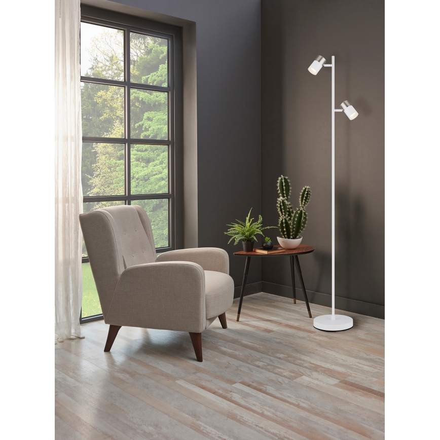 Globo - Podna lampa 2xGU10/5W/230V bijela/mat krom
