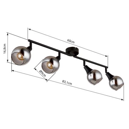 Globo - Reflektorska svjetiljka 4xE14/40W/230V crna