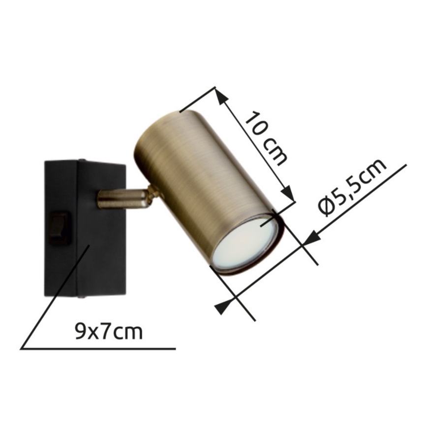 Globo - Zidna reflektorska svjetiljka 1xGU10/25W/230V crna/mesing