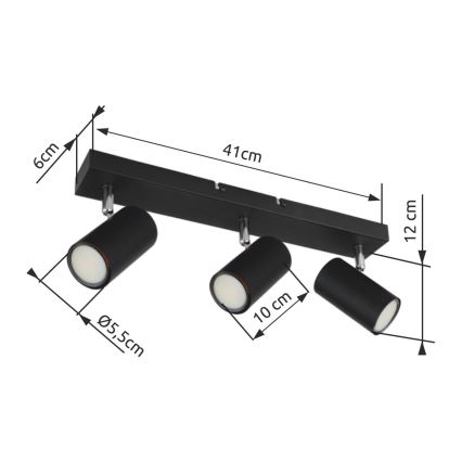 Globo - Ugradbena svjetiljka 3xGU10/35W/230V crna