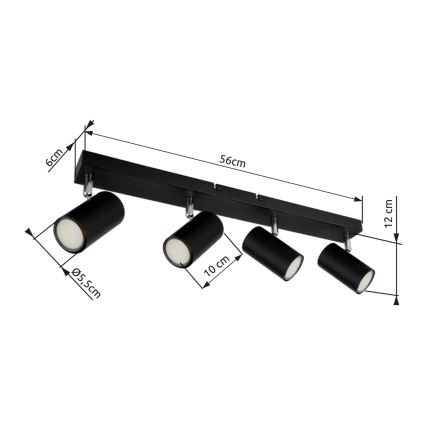 Globo - Ugradbena svjetiljka 4xGU10/35W/230V crna