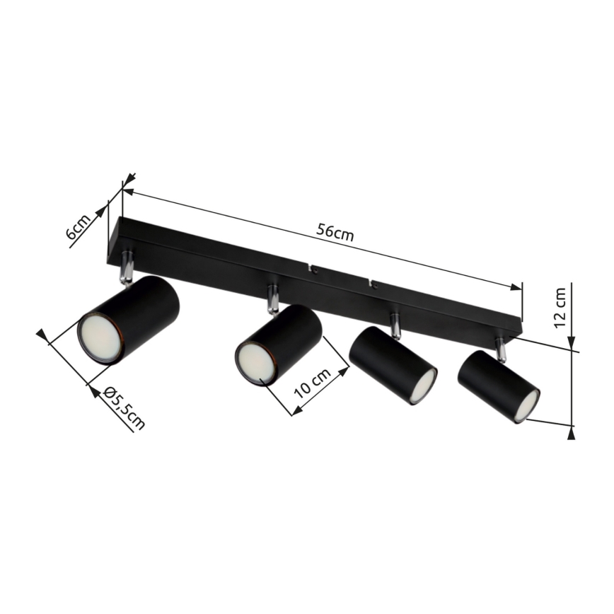 Globo - Ugradbena svjetiljka 4xGU10/35W/230V crna