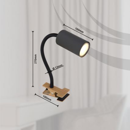 Globo - Fleksibilna lampa s kvačicom 1xGU10/25W/230V siva/smeđa