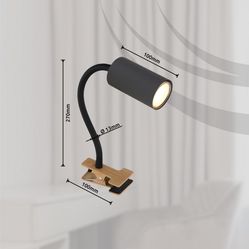 Globo - Fleksibilna lampa s kvačicom 1xGU10/25W/230V siva/smeđa