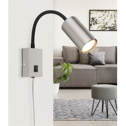 Globo - Fleksibilna zidna lampa 1xGU10/25W/230V crna/mat krom