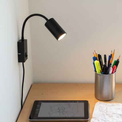 Globo - Fleksibilna zidna lampa 1xGU10/25W/230V crna