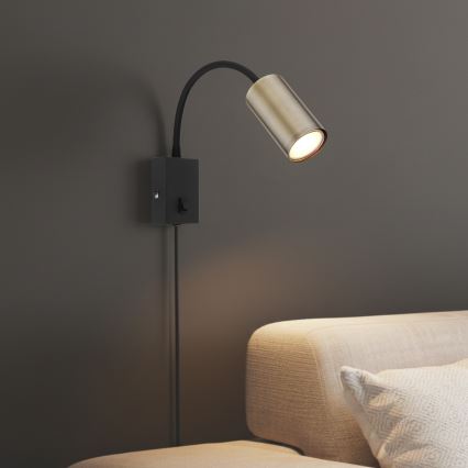 Globo - Fleksibilna zidna lampa 1xGU10/25W/230V crna/mesing