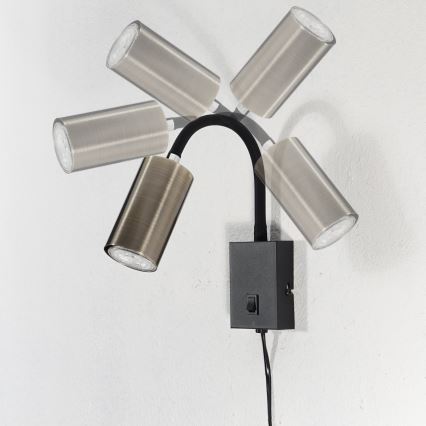 Globo - Fleksibilna zidna lampa 1xGU10/25W/230V crna/mesing