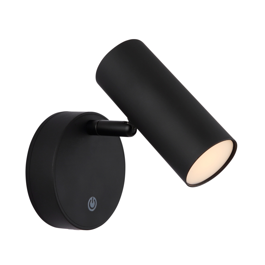 Globo - LED prigušiva punjiva zidna točkasta svjetiljka LED/0,4W/3,7V 1800 mAh crna