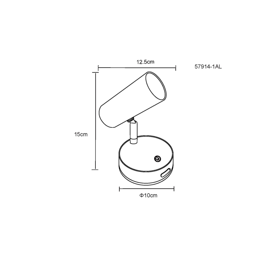 Globo - LED prigušiva punjiva zidna točkasta svjetiljka LED/0,4W/3,7V 1800 mAh crna
