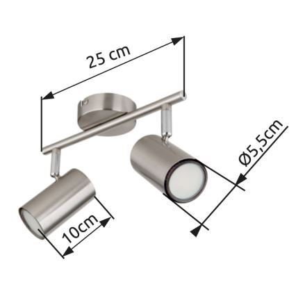 Globo - Reflektorska svjetiljka 2xGU10/25W/230V mat krom