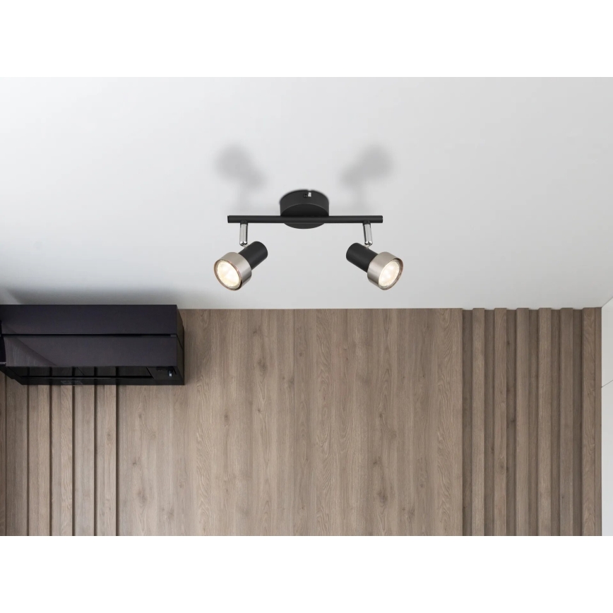 Globo - Reflektorska svjetiljka  2xGU10/25W/230V crna/srebrna