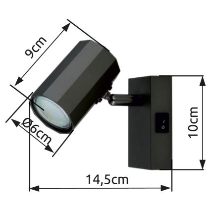 Globo - Zidna reflektorska svjetiljka 1xGU10/25W/230V crna