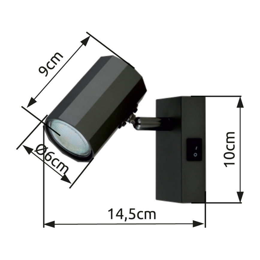 Globo - Zidna reflektorska svjetiljka 1xGU10/25W/230V crna