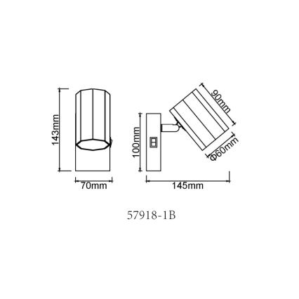 Globo - Zidna reflektorska svjetiljka 1xGU10/25W/230V crna