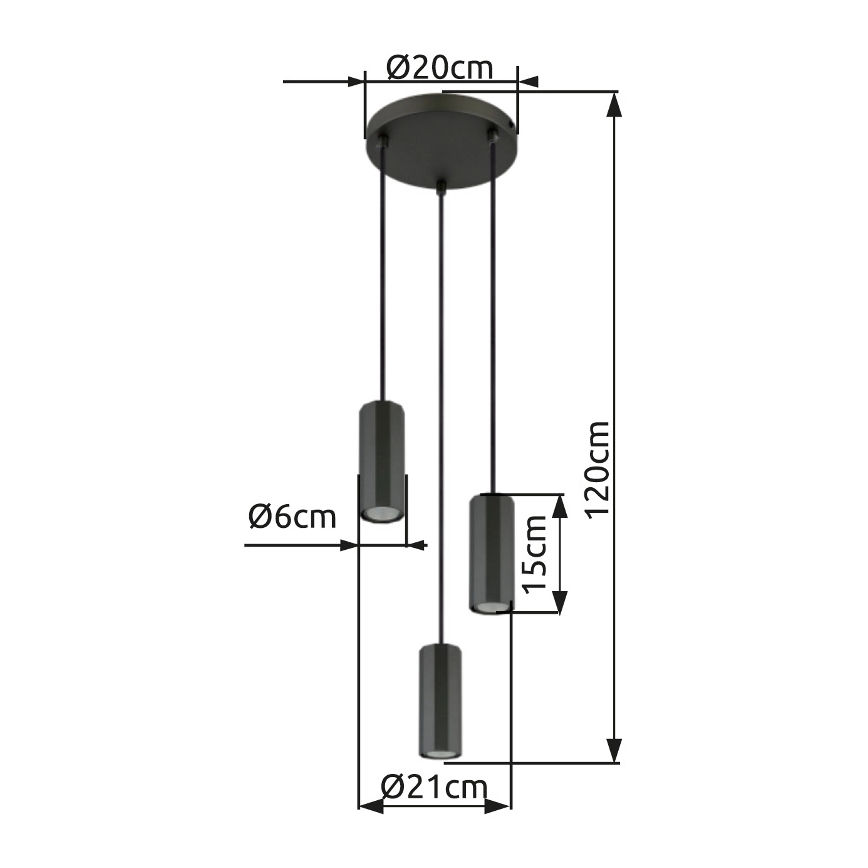 Globo - Luster na sajli 3xGU10/25W/230V crna