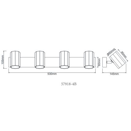 Globo - Reflektorska svjetiljka 4xGU10/25W/230V crna