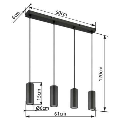 Globo - Luster na sajli 4xGU10/25W/230V crna