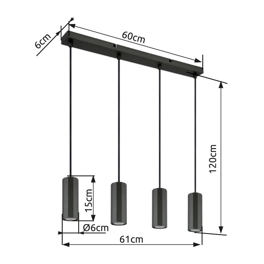 Globo - Luster na sajli 4xGU10/25W/230V crna