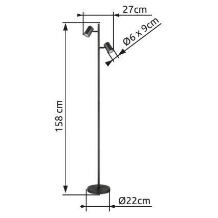 Globo - Podna lampa 2xGU10/5W/230V crna