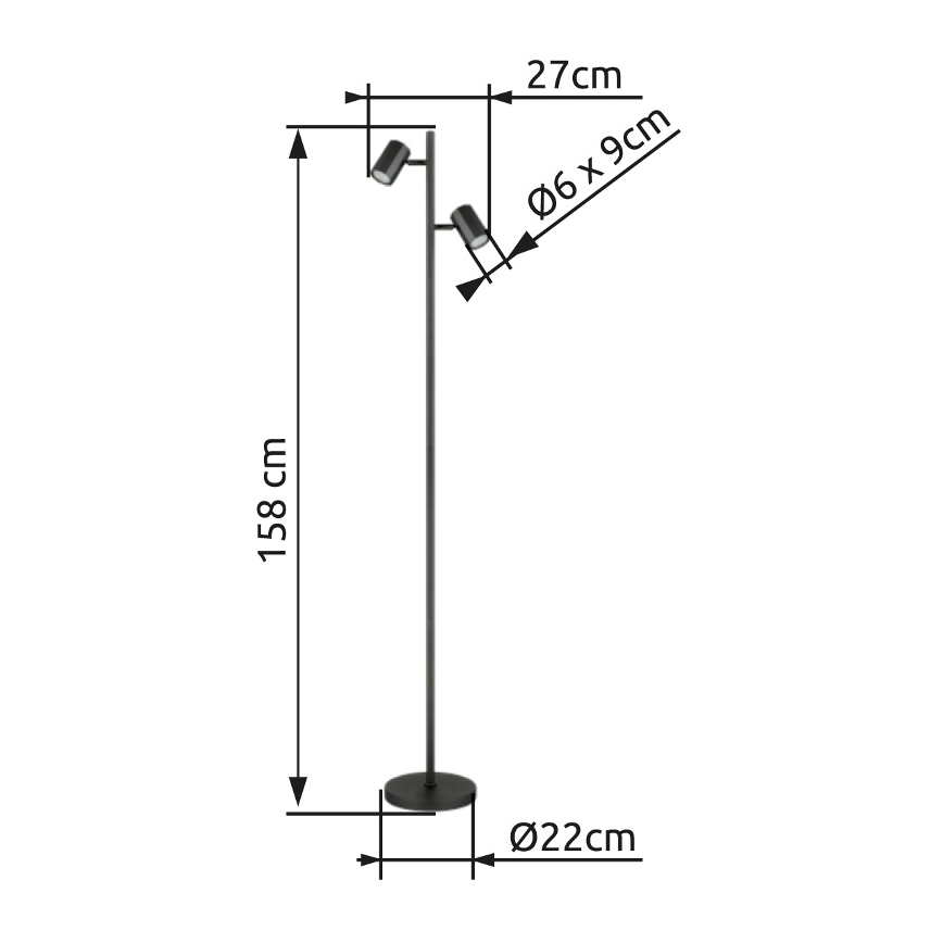 Globo - Podna lampa 2xGU10/5W/230V crna