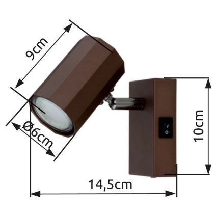 Globo - Zidna reflektorska svjetiljka 1xGU10/25W/230V smeđa