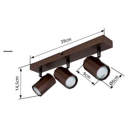 Globo - Reflektorska svjetiljka 3xGU10/25W/230V smeđa