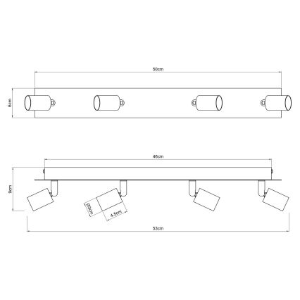 Globo - Reflektorska svjetiljka 4xGU10/35W/230V crna/mesing