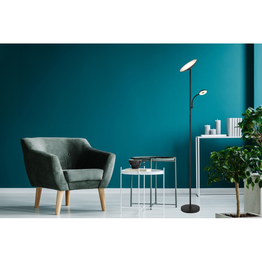 Globo - LED Prigušiva podna lampa LED/20W/230V+ LED/5W 3000/4000/6500K crna