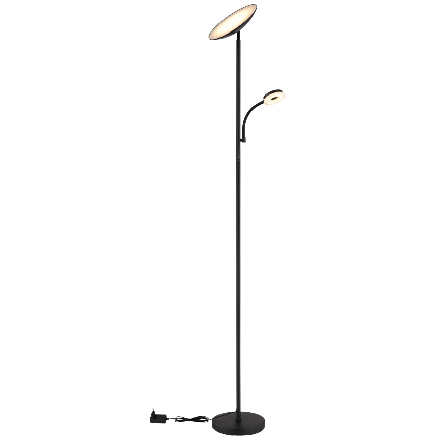 Globo - LED Prigušiva podna lampa LED/20W/230V+ LED/5W 3000/4000/6500K crna