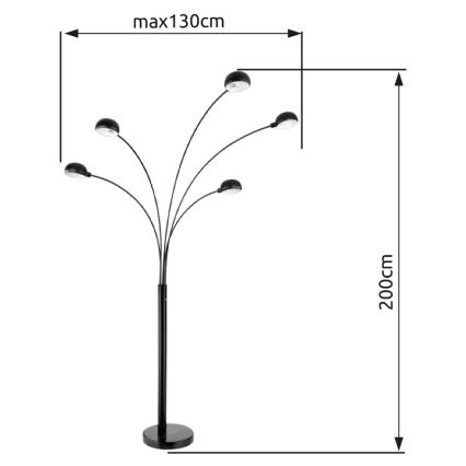 Globo - Podna lampa 5xE14/40W/230V crna