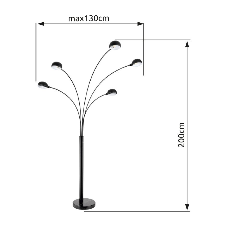 Globo - Podna lampa 5xE14/40W/230V crna