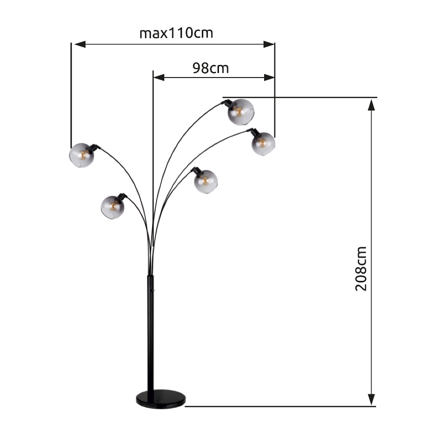 Globo - Podna lampa 5xE27/40W/230V dimna