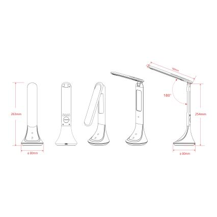 Globo - LED Prigušiva punjiva stolna lampa sa zaslonom LED/4W/230V 2200 mAh crna