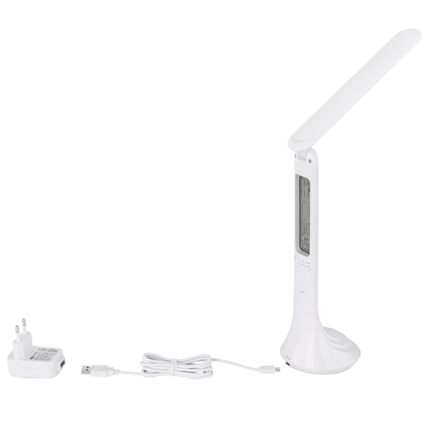 Globo - LED punjiva stolna lampa s mogućnošću prigušivanja i zaslonom LED/4W/230V 2200 mAh bijela