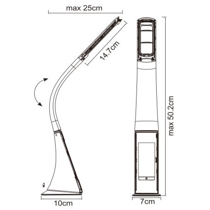 Globo - LED stolna lampa s dodirnim prigušivačem i zaslonom LED/6,5W/230V 3000/4500/5800K crna