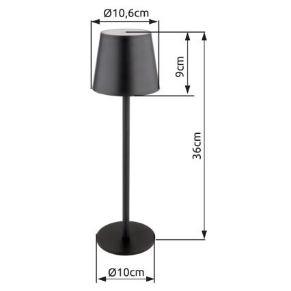Globo - LED Prigušiva dodirna vanjska lampa LED/3W/3,7V IP44 1800 mAh USB crna