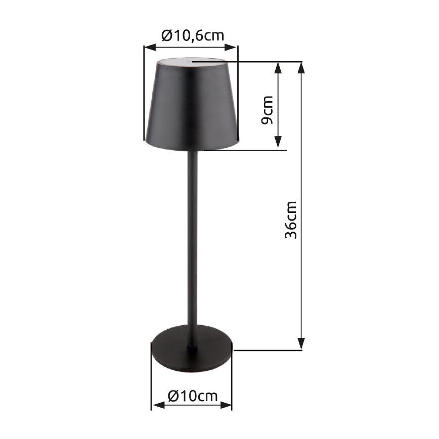 Globo - LED Prigušiva dodirna vanjska lampa LED/3W/3,7V IP44 1800 mAh USB crna