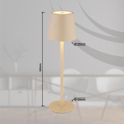 Globo - LED vanjska lampa s dodirnim upravljanjem, prigušiva, LED/3W/3,7V IP44 1800 mAh USB, bež