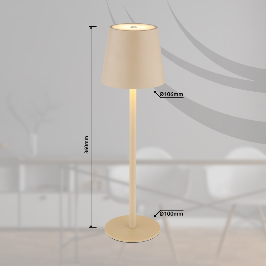 Globo - LED vanjska lampa s dodirnim upravljanjem, prigušiva, LED/3W/3,7V IP44 1800 mAh USB, bež