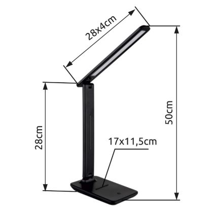 Globo - LED Prigušiva stolna lampa na dodir LED/5W/230V 2700/4000/6500K crna